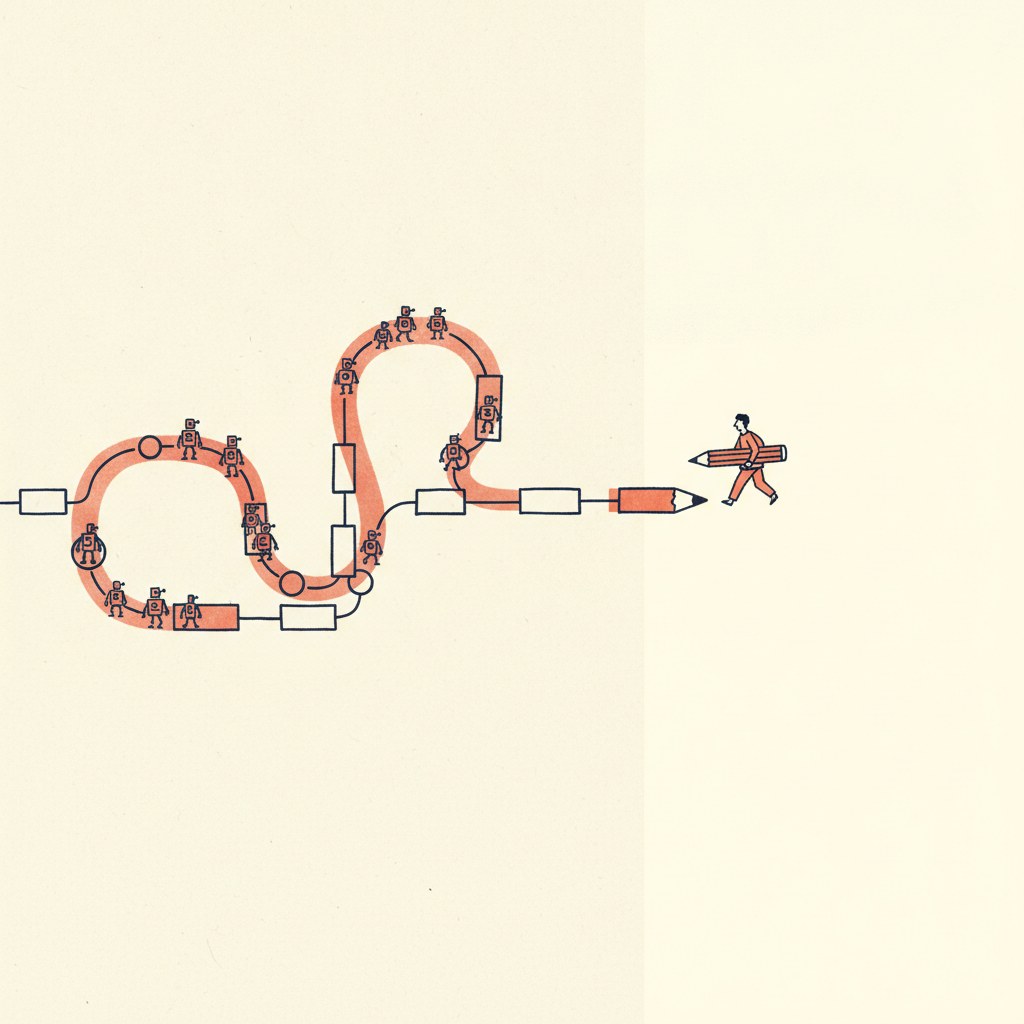 The loops keep running. The human leaves with the pencil.